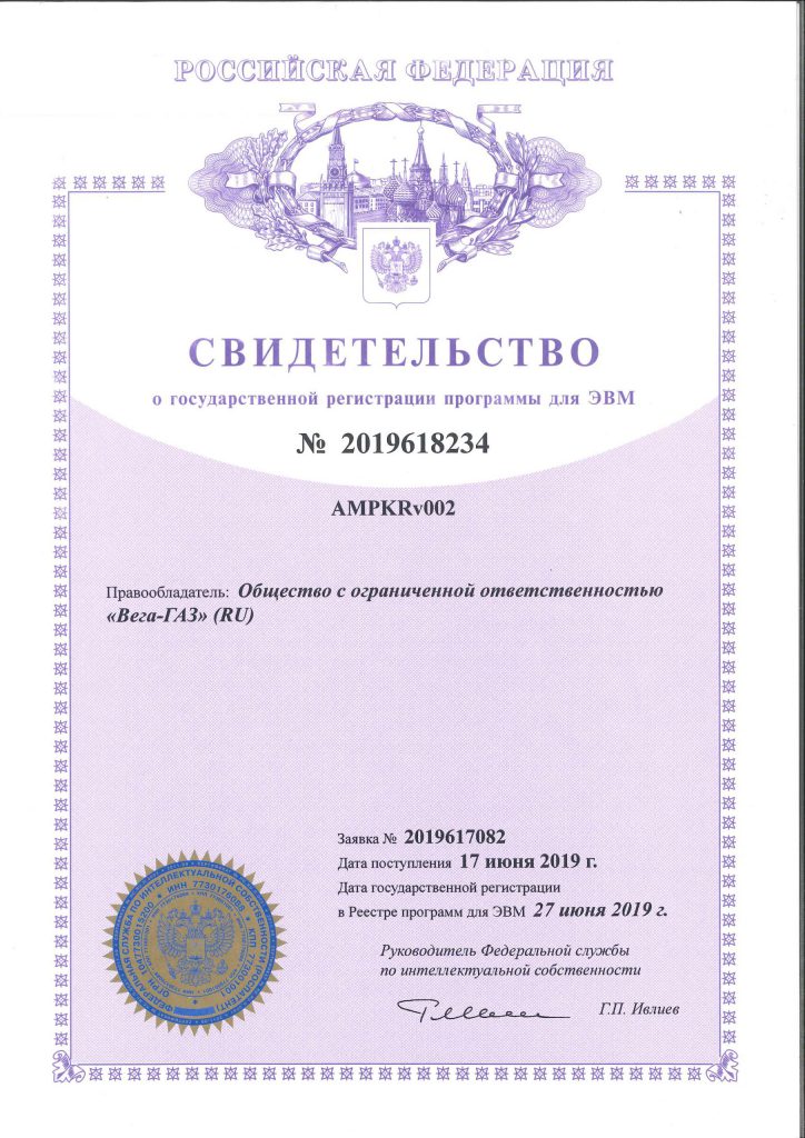 Свидетельство о государственной регистрации программы для ЭВМ №2019618234