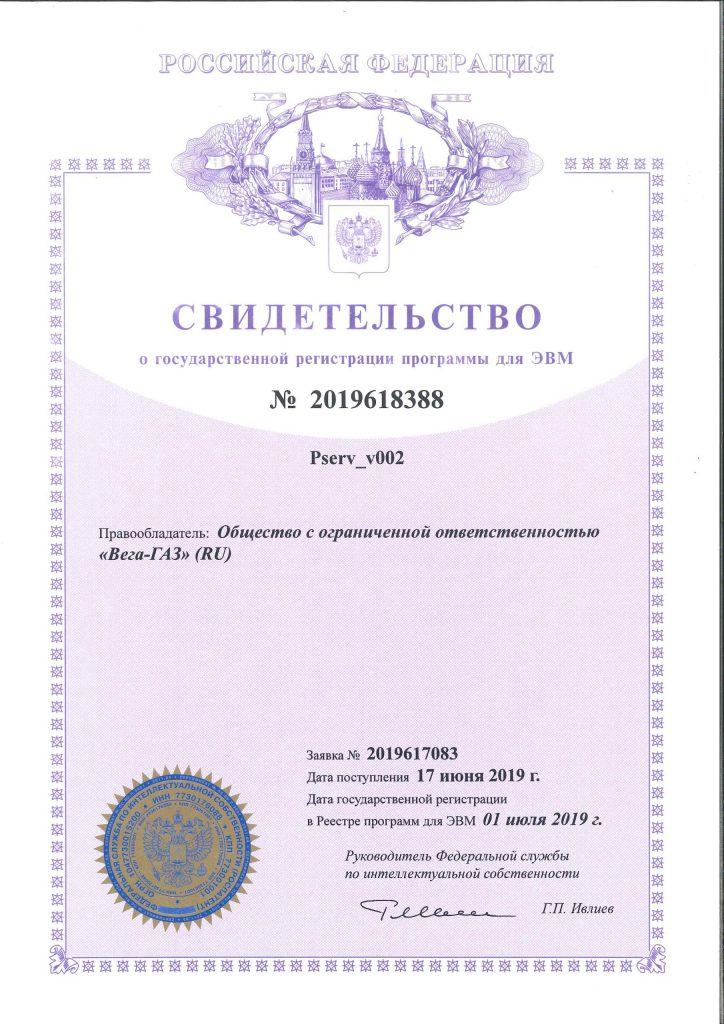 Свидетельство о государственной регистрации программы для ЭВМ №2019618388